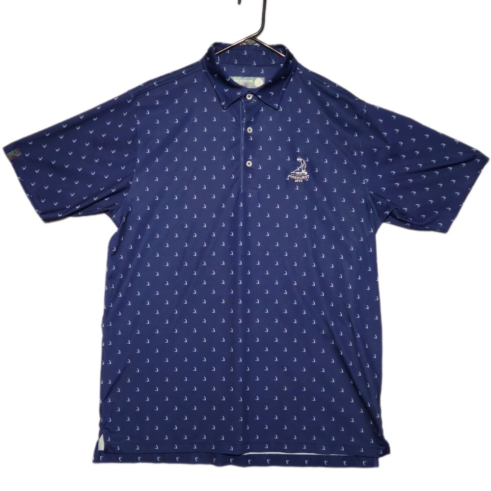 Donald Ross Mens Golf Polo Shirt Medium Navy Blue Pinehurst 1895 Tartan Athletic